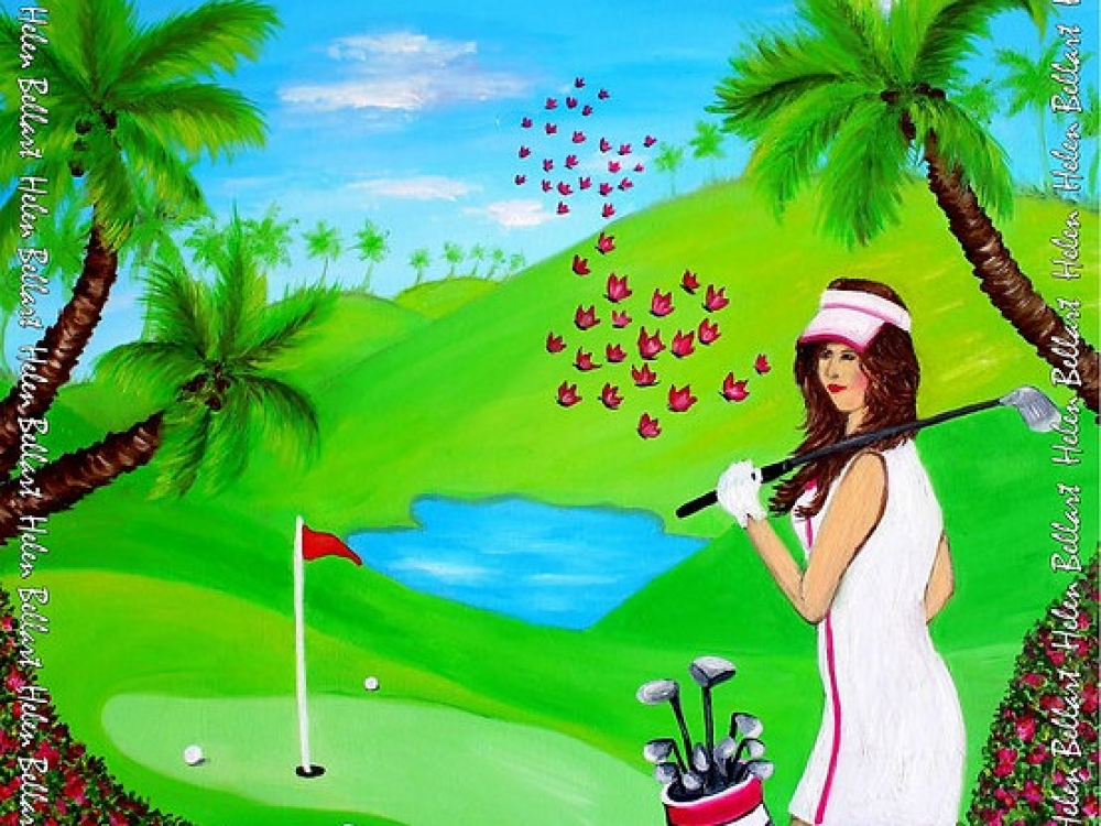 Pañuelo Seda Diseño Exclusivo Helen Bellart Golf Lady